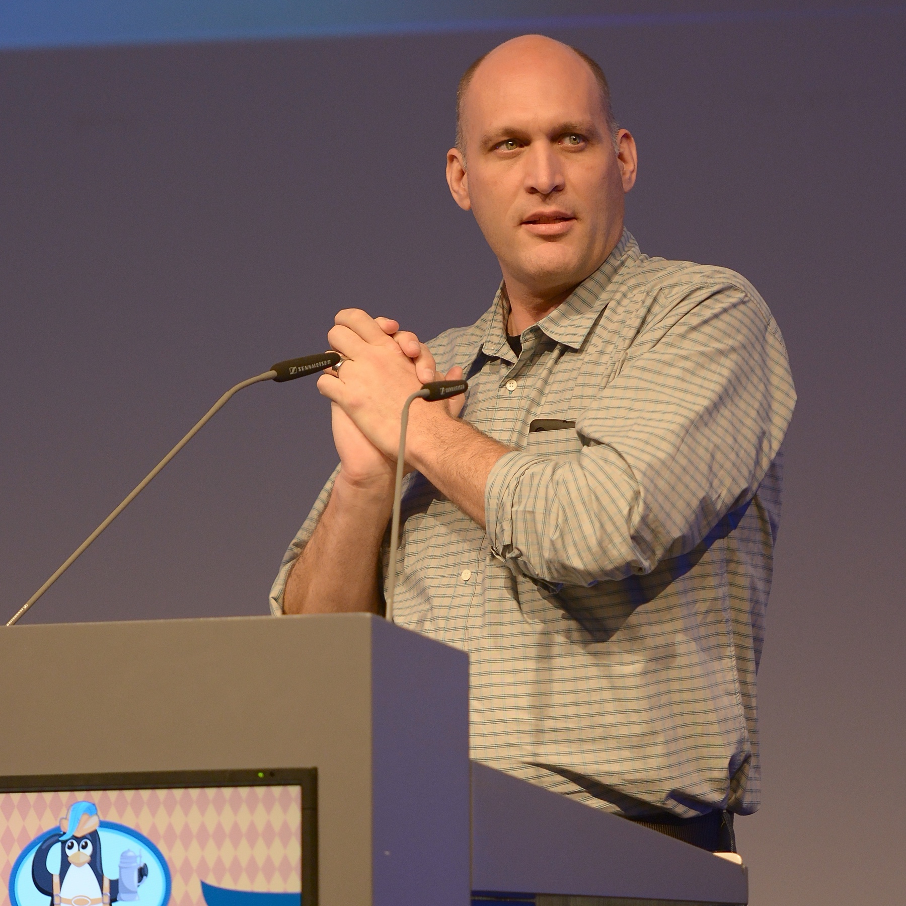 Greg Kroah-Hartman在2014年德国杜塞尔多夫LinuxCon Europe上发言的资料照片